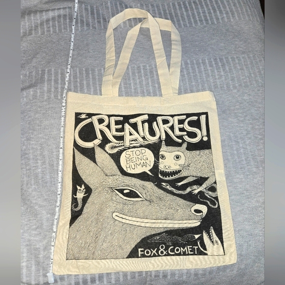 Fox Comet cotton tote bag eco friendly creatures - Picture 2 of 5